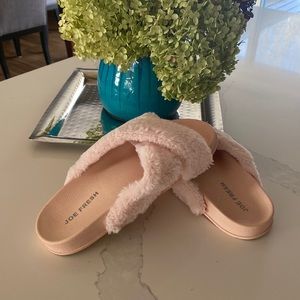 Fuzzy Slide in soft pink by Joe Fresh